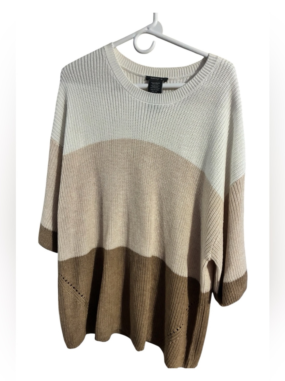 Matty M Colorblock Sweater Oversized Ivory Tan Brown Size XXL